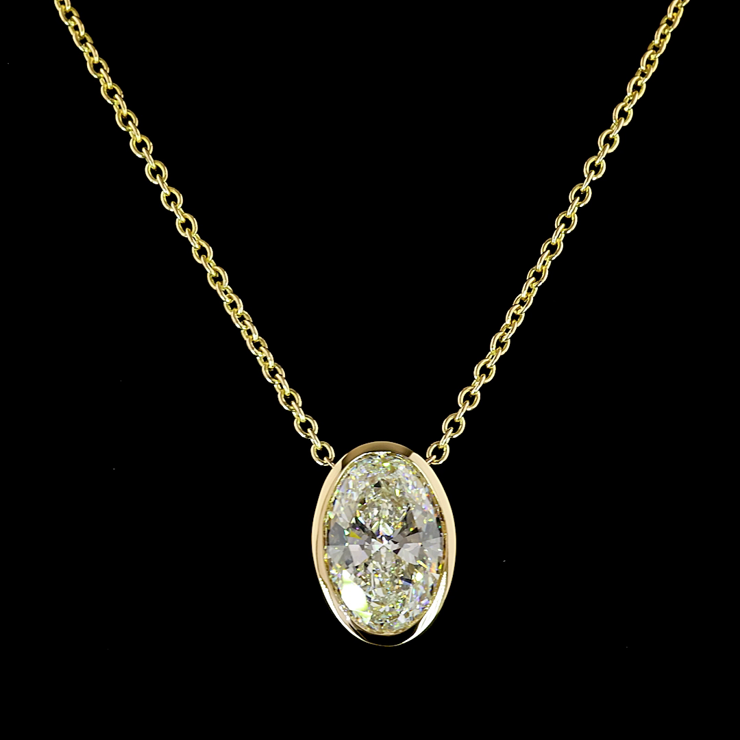 Lab-Grown 6.03 Carat Oval E-F-VVS2 Diamond 14K Yellow Gold Solitaire Pendant