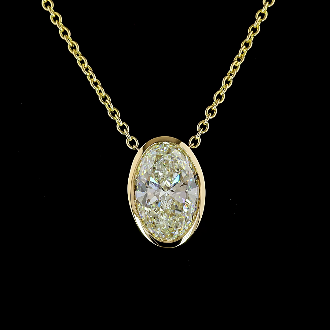 Lab-Grown 6.03 Carat Oval E-F-VVS2 Diamond 14K Yellow Gold Solitaire Pendant