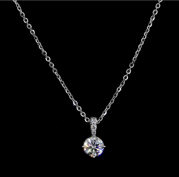 Lab-Grown 1.13 Carat Round E-VVS2 Diamond 14K White Gold Pendant Pendant