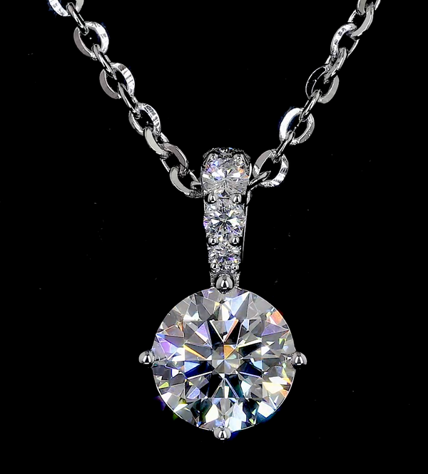 Lab-Grown 1.13 Carat Round E-VVS2 Diamond 14K White Gold Pendant Pendant