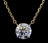 Lab-Grown 2.02 Carat Round D-VS2 Diamond 14K Yellow Gold Solitaire Pendant