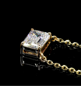 Lab-Grown 2.00 Carat Emerald F-VS1 Diamond 14K Yellow Gold Solitaire Pendant