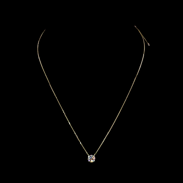 Lab-Grown 1.02 Carat Round E-VS2 Diamond 14K Yellow Gold Solitaire Pendant