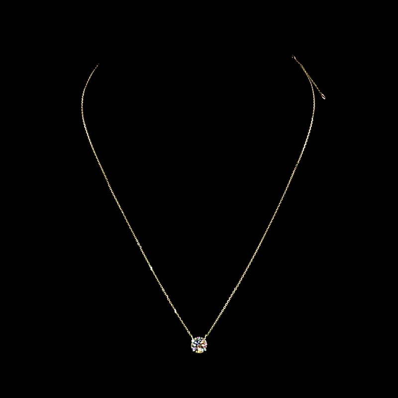 Lab-Grown 1.02 Carat Round E-VS2 Diamond 14K Yellow Gold Solitaire Pendant