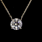 Lab-Grown 1.02 Carat Round E-VS2 Diamond 14K Yellow Gold Solitaire Pendant