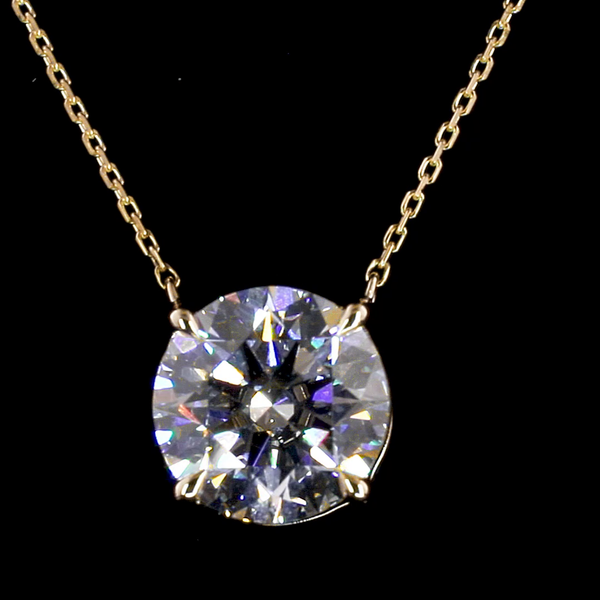 Lab-Grown 2.00 Carat Round D-VS1 Diamond 14K Yellow Gold Solitaire Pendant