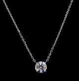 Lab-Grown 2.04 Carat Round E-VS1 Diamond 14K White Gold Solitaire Pendant