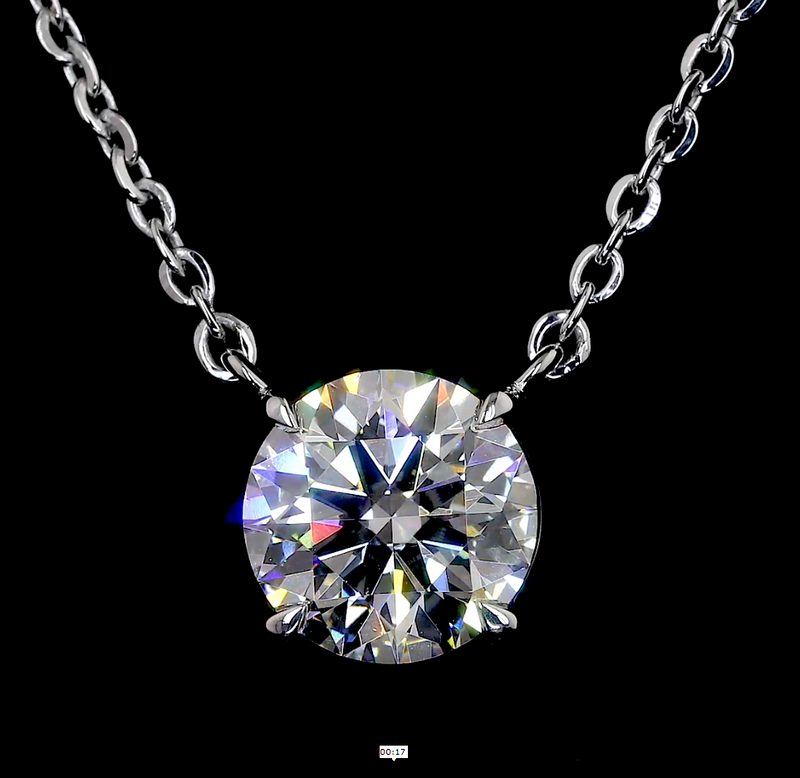 Lab-Grown 2.04 Carat Round E-VS1 Diamond 14K White Gold Solitaire Pendant