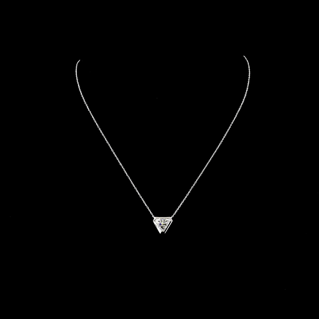 Lab-Grown 2.05 Carat Triangle F-VVS2 Diamond 14K White Gold Solitaire Pendant