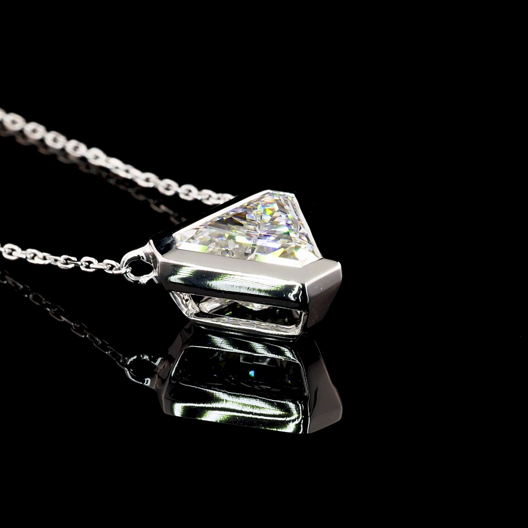 Lab-Grown 2.05 Carat Triangle F-VVS2 Diamond 14K White Gold Solitaire Pendant