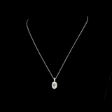 Lab-Grown 3.11 Carat Antique Oval E-VVS2 Diamond 14K White Gold Pendant Pendant