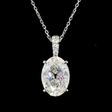 Lab-Grown 3.11 Carat Antique Oval E-VVS2 Diamond 14K White Gold Pendant Pendant