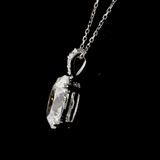 Lab-Grown 3.11 Carat Antique Oval E-VVS2 Diamond 14K White Gold Pendant Pendant