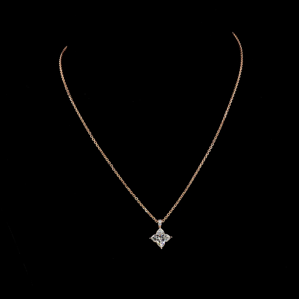 Lab-Grown 2.57 Carat Princess G-VVS2 Diamond 14K Rose Gold Pendant Pendant