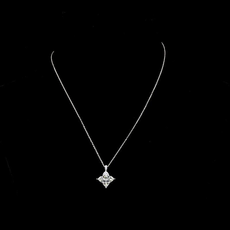 Lab-Grown 5.11 Carat Princess F-VS1 Diamond 14K White Gold Pendant Pendant