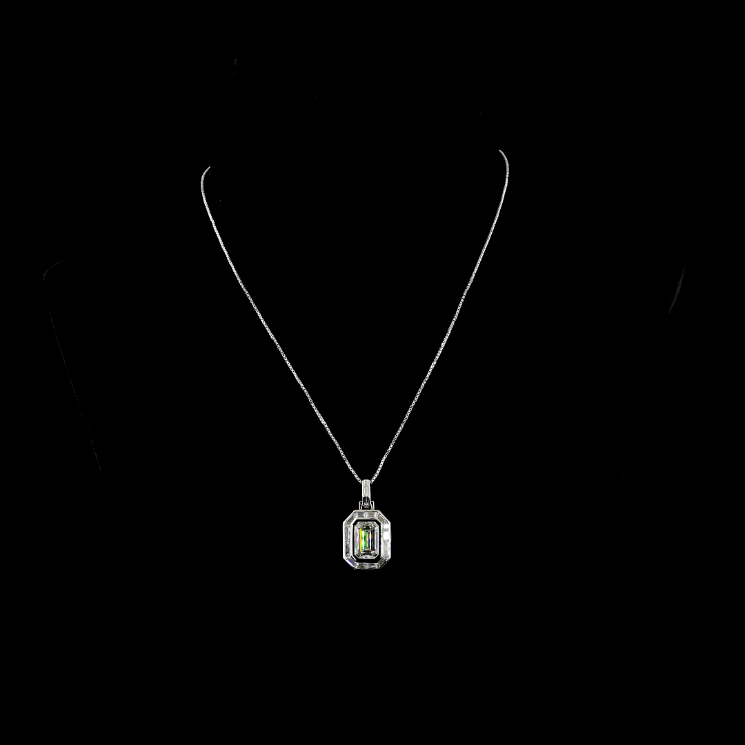 Lab-Grown 8.94 Carat MIX F-VS2 Diamond 14K White Gold Pendant Pendant