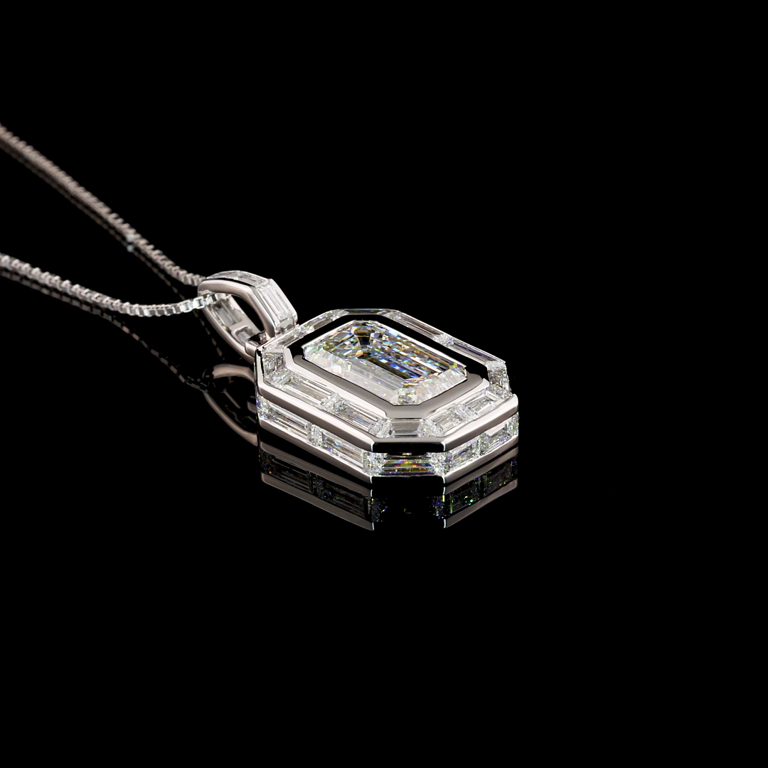Lab-Grown 8.94 Carat MIX F-VS2 Diamond 14K White Gold Pendant Pendant