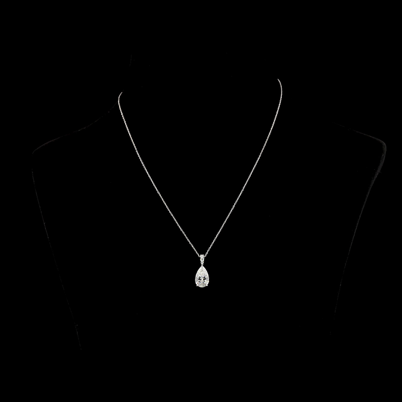 Lab-Grown 2.67 Carat Pear F-VVS2 Diamond 14K White Gold Pendant Pendant