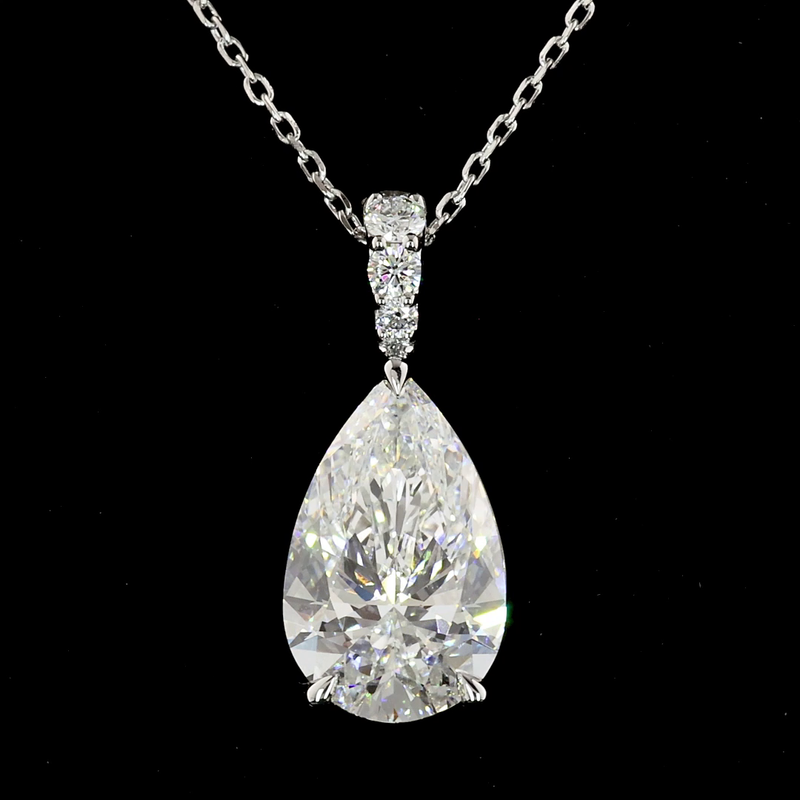 Lab-Grown 2.67 Carat Pear F-VVS2 Diamond 14K White Gold Pendant Pendant