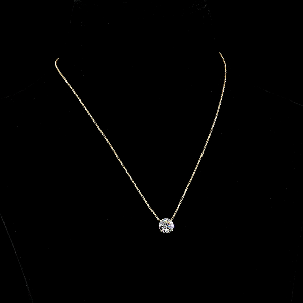 Lab-Grown 2.13 Carat Round D-VVS2 Diamond 14K Yellow Gold Solitaire Pendant