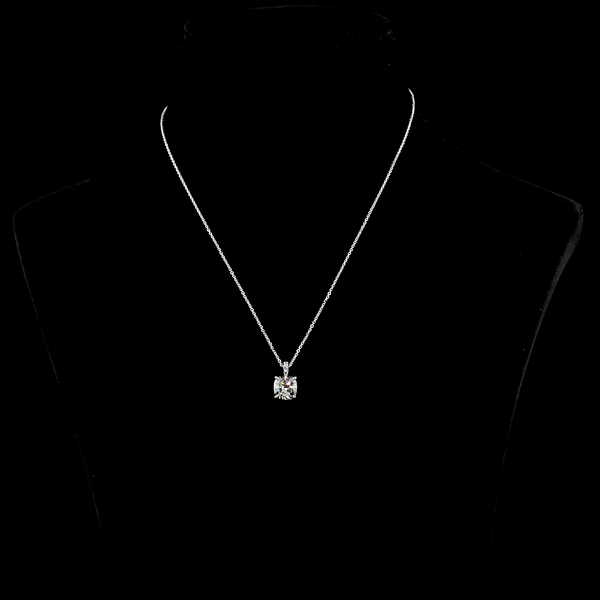 Lab-Grown 2.88 Carat Cushion Brilliant J-VVS2 Diamond 14K White Gold Pendant Pen
