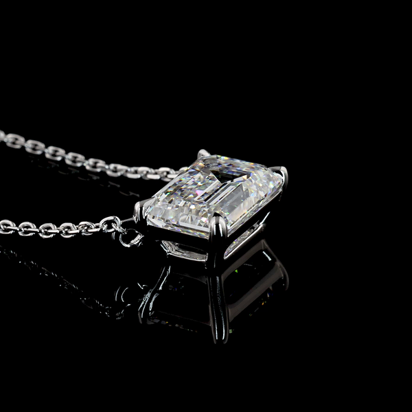 Lab-Grown 2.01 Carat Emerald E-VS1 Diamond 14K White Gold Solitaire Pendant
