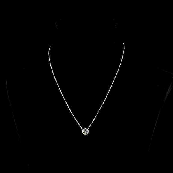 Lab-Grown 1.51 Carat Round D-VS1 Diamond 14K White Gold Solitaire Pendant