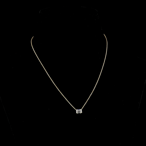 Lab-Grown 1.07 Carat Emerald E-VVS2 Diamond 14K Yellow Gold Solitaire Pendant