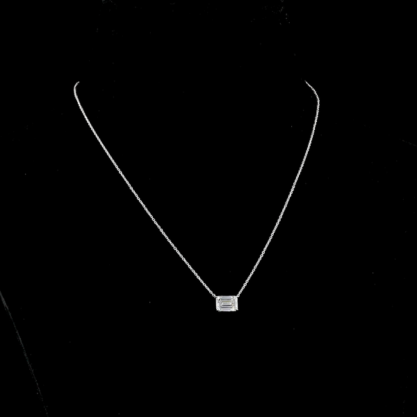 Lab-Grown 2.01 Carat Emerald E-VS1 Diamond 14K White Gold Solitaire Pendant