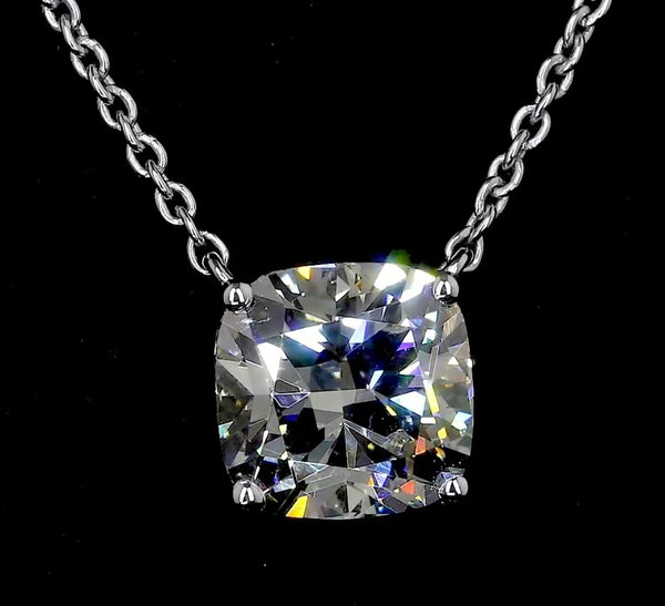 Lab-Grown 1.01 Carat Cushion F-VS2 Diamond 14K White Gold Solitaire Pendant
