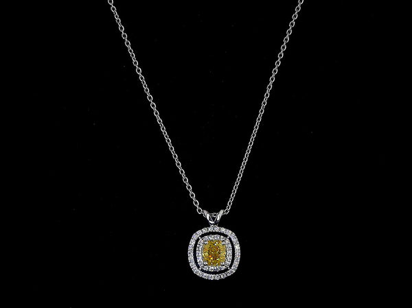 Lab-Grown 0.9 Carat Cushion Modified -VS2 Diamond 14K White Gold Double Halo Pen