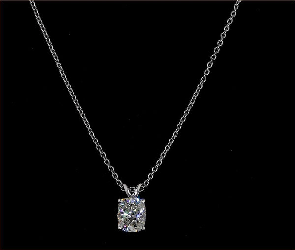 Lab-Grown 1.06 Carat Cushion Modified H-VS1 Diamond 14K White Gold Solitaire Pendant