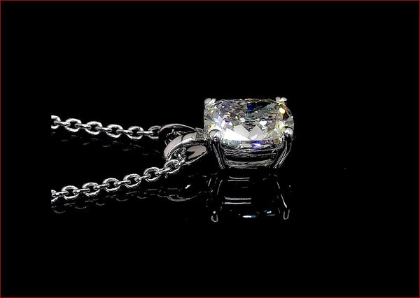 Lab-Grown 1.06 Carat Cushion Modified H-VS1 Diamond 14K White Gold Solitaire Pendant