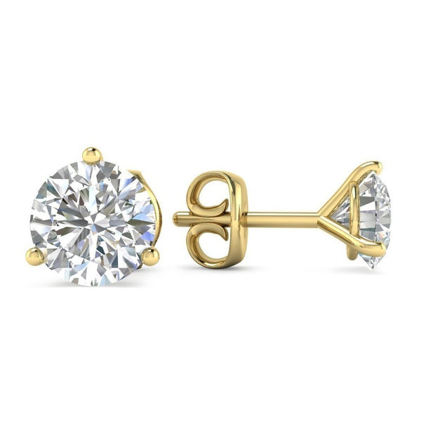 Lab-Grown 0.51 Carat Round F-VS2 Diamond 18K Yellow Gold Martini Earrings