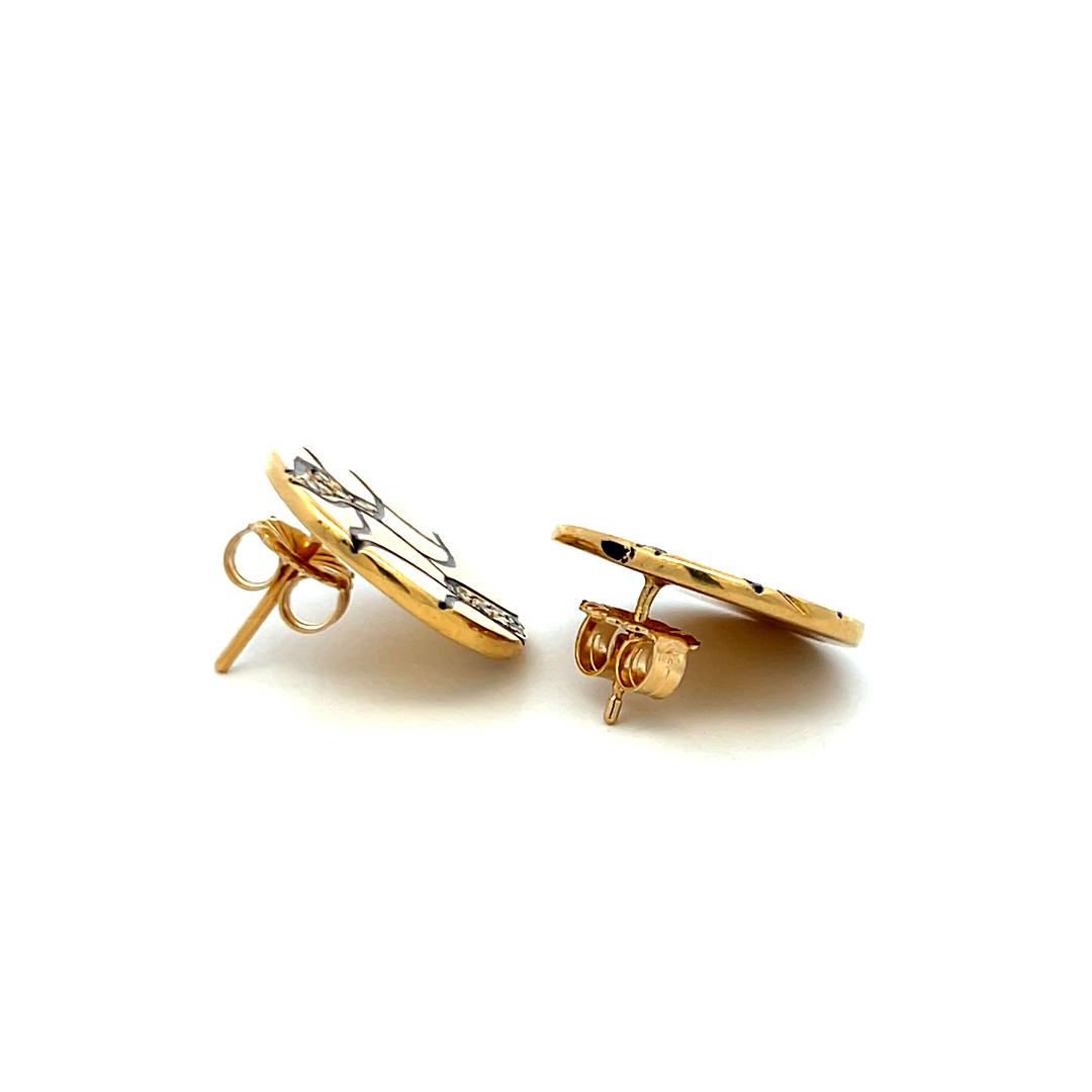Vintage 18K Yellow Gold Stud Earrings with 0.28 Carat Round G-VS Diamonds