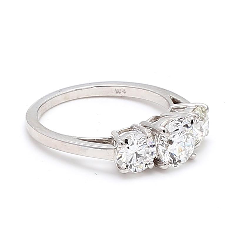 Tiffany and Co 2.02 Carat Round Brilliant Diamond Platinum Three-Stone Ring