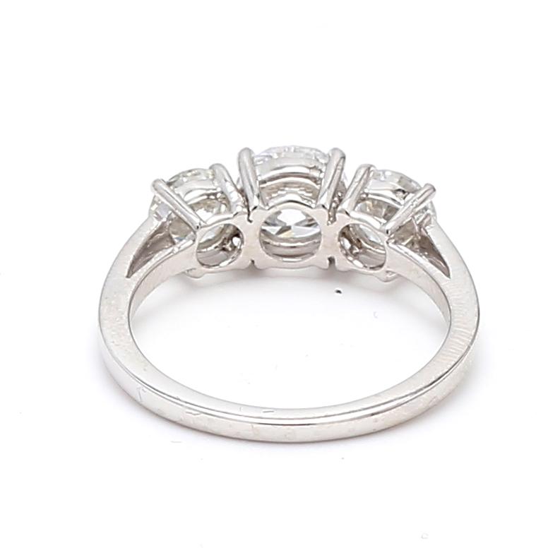 Tiffany and Co 2.02 Carat Round Brilliant Diamond Platinum Three-Stone Ring