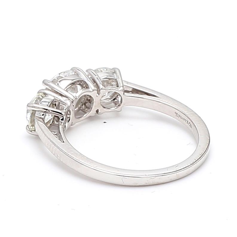 Tiffany and Co 2.02 Carat Round Brilliant Diamond Platinum Three-Stone Ring
