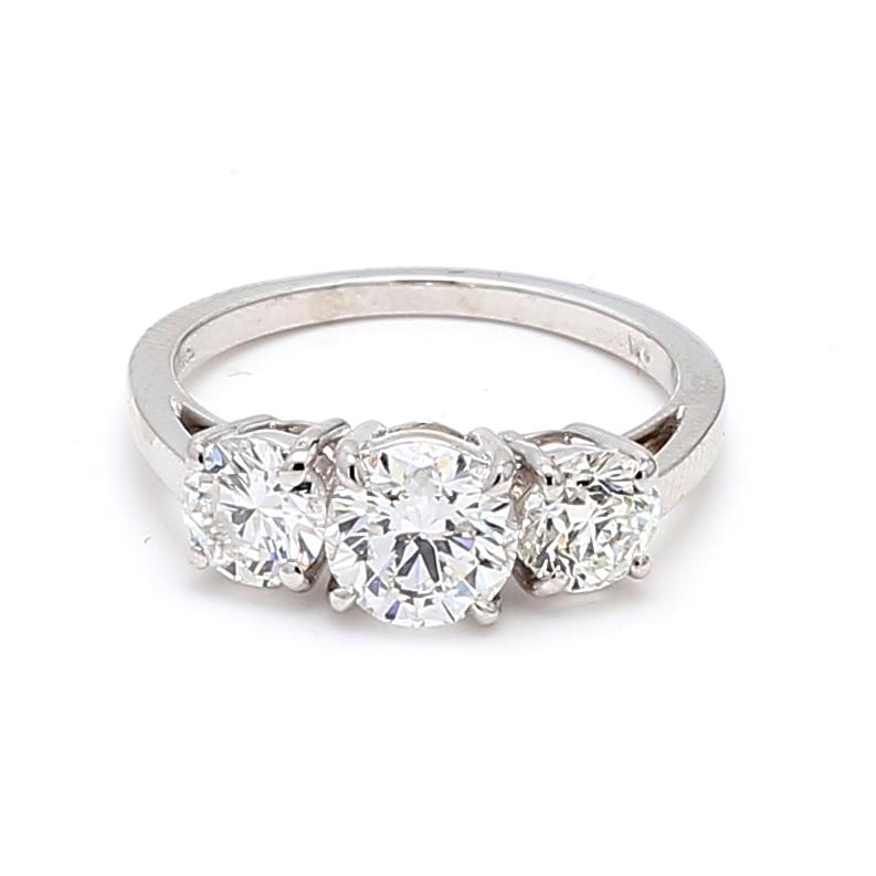 Tiffany and Co 2.02 Carat Round Brilliant Diamond Platinum Three-Stone Ring