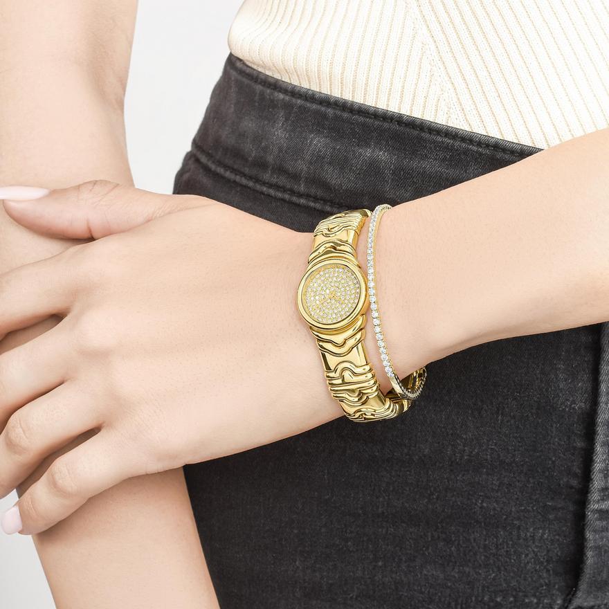 1.32 Carat Round Brilliant G VS1 Diamond 18 Karat Yellow Gold Wrist Watches