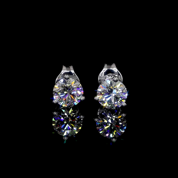 Lab-Grown 2.56 Carat Round D-VS1 Diamond 14K White Gold Martini Earrings