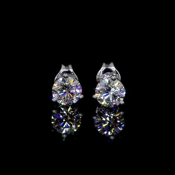 Lab-Grown 0.96 Carat Round G-SI1 Diamond 14K White Gold Martini Earrings