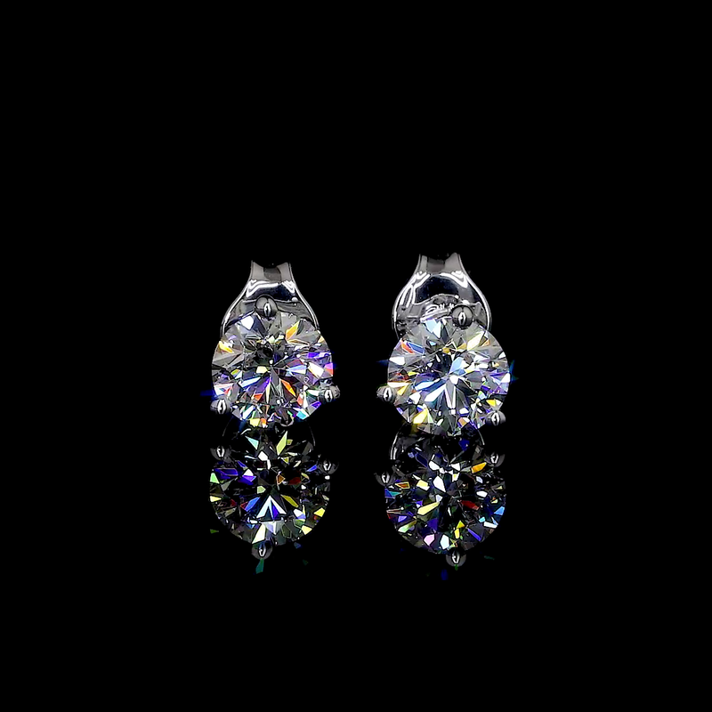 Lab-Grown 2.00 Carat Round -VS2 Diamond 14K White Gold Martini Earrings