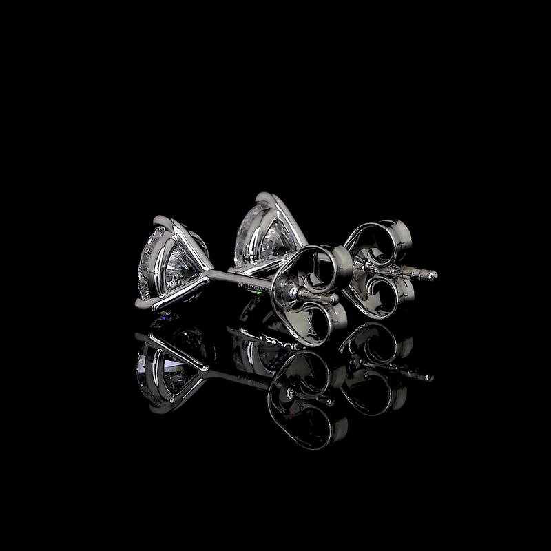 Lab-Grown 3.08 Carat Round D-SI1 Diamond 14K White Gold Martini Earrings