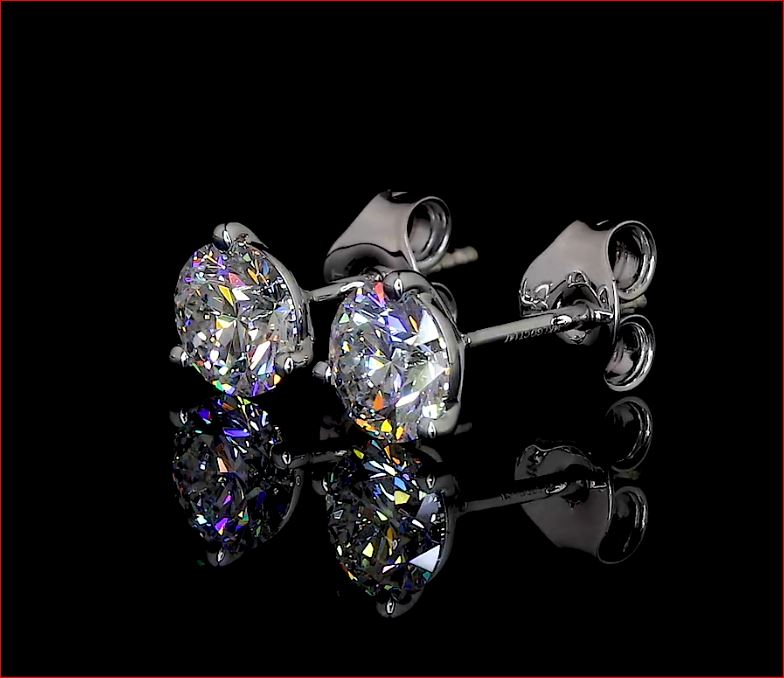 Lab-Grown 1.46 Carat Round F-VS1 Diamond 18K White Gold Martini Earrings