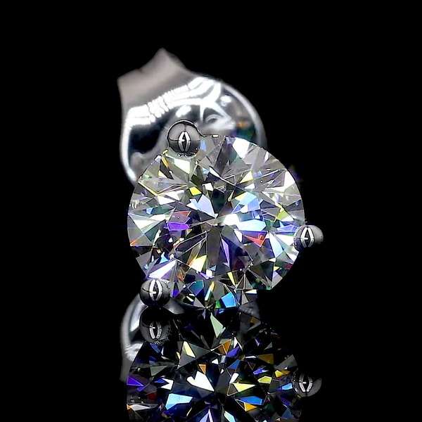 Lab-Grown 3.08 Carat Round D-SI1 Diamond 14K White Gold Martini Earrings