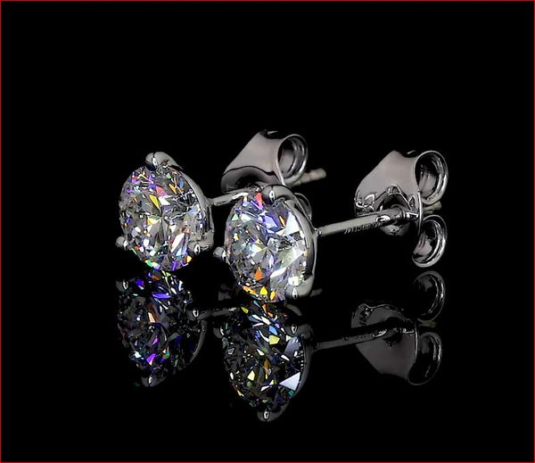 Lab-Grown 3.04 Carat Round D-VS2 Diamond 14K White Gold Martini Earrings