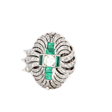 7.36 Carat Round and Circular Brilliant Diamond 2.50 Carat Emerald Platinum Pin