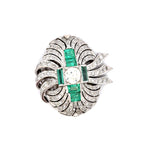 7.36 Carat Round and Circular Brilliant Diamond 2.50 Carat Emerald Platinum Pin