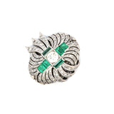 7.36 Carat Round and Circular Brilliant Diamond 2.50 Carat Emerald Platinum Pin